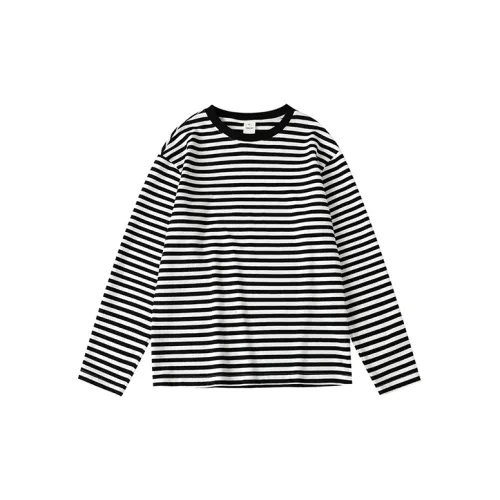 UNRETRO T-Shirts Women's Black/White Stripes