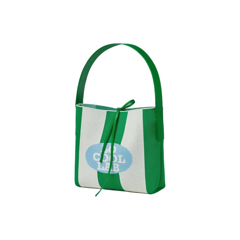 LOCOOLLAB Calfskin Tote Bag Shopping Bag Shoulder Bag Handbag Women's Green & White-1