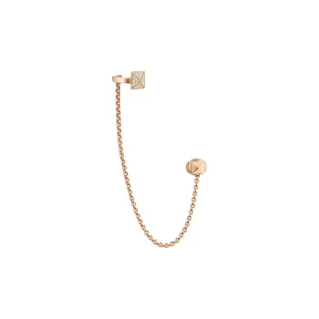 HERMES 18K Rose Gold Diamond Earrings Women's Gold