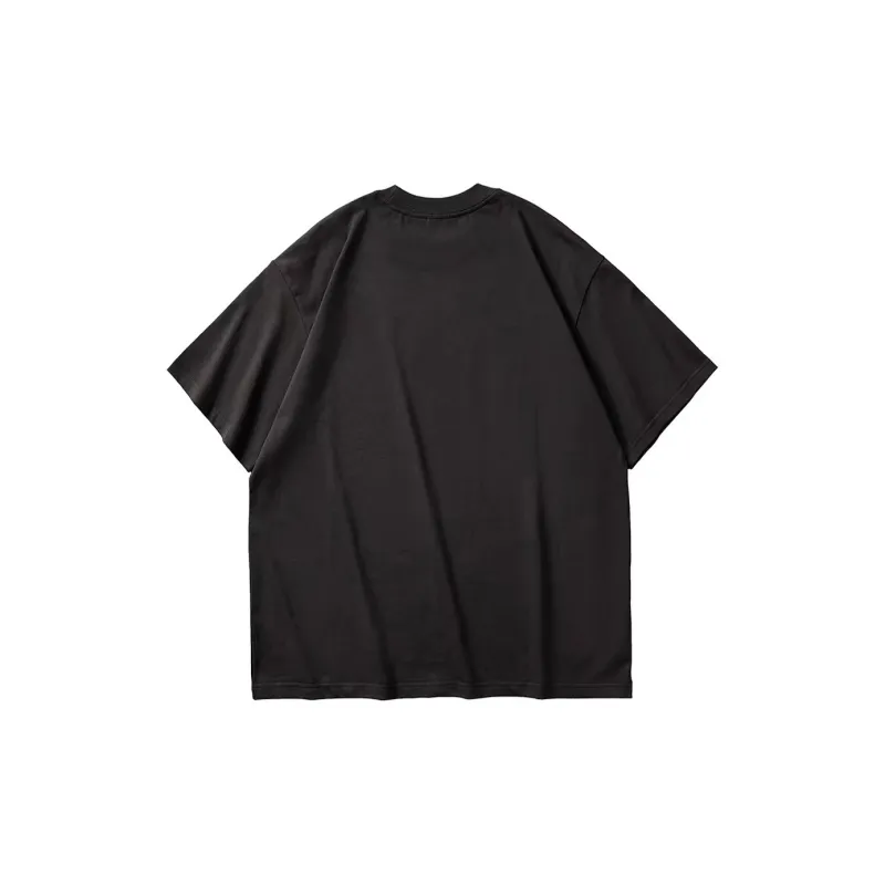 Chinpeno Brand Letter Print American Casual Loose Fit Drop Shoulder Crew Neck Breathable Short Sleeved T Shirt Unisex-5
