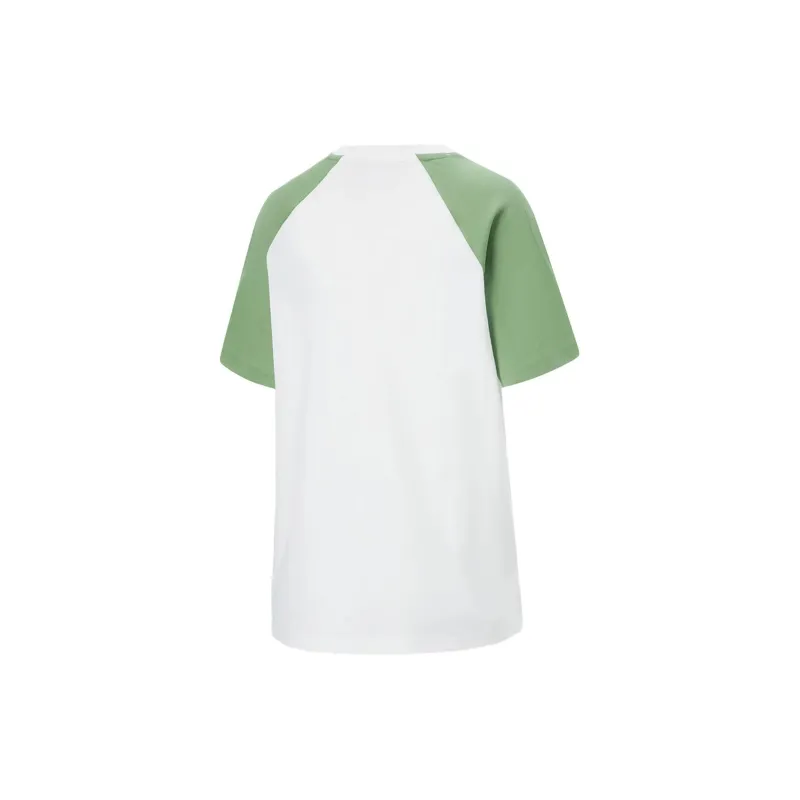 LiNing Fitness Series Raglan Sleeve T Shirt Women's Standard White Stone Moss Green-1