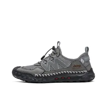 Jeep Cushioning Rebound Wear Resistant Lightweight Breathable Slip Resistant Low Top Sports Trekking Shoes Men's Gray