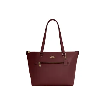 COACH Gallery Cross Grain Leather Tote Bag, Shopping Bag, Shoulder Bag, Handbag Tubas Women's Cherry Red