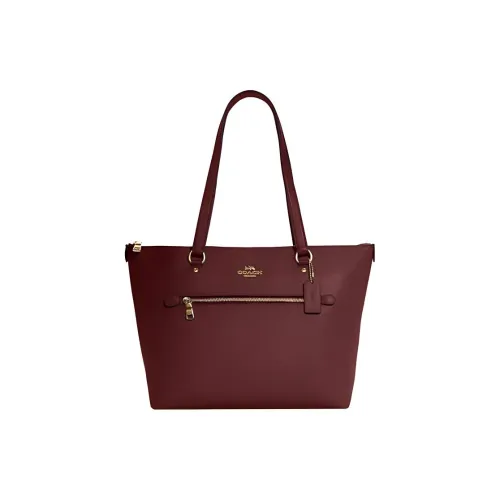 COACH Gallery Cross Grain Leather Tote Bag, Shopping Bag, Shoulder Bag, Handbag Tubas Women's Cherry Red