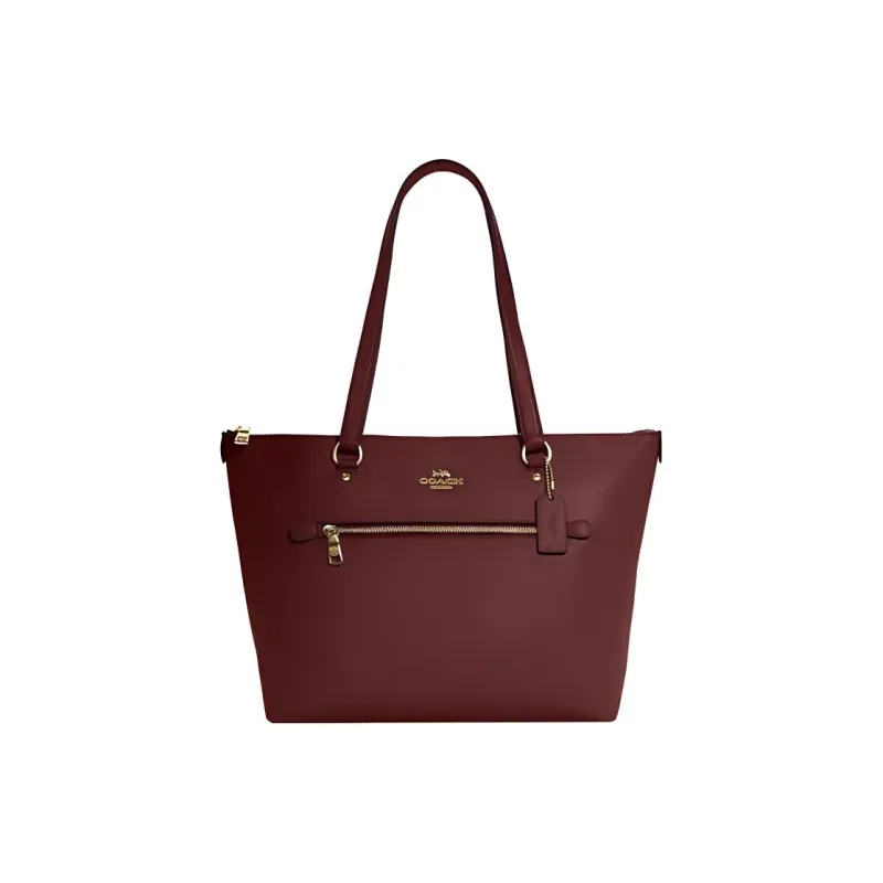 COACH Gallery Cross Grain Leather Tote Bag, Shopping Bag, Shoulder Bag, Handbag Tubas Women's Cherry Red-0