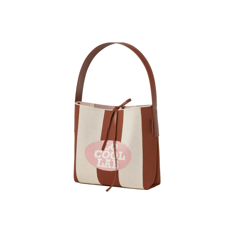 LOCOOLLAB Calfskin Tote Bag Shopping Bag Shoulder Bag Handbag Women's Caramel With Cream-1