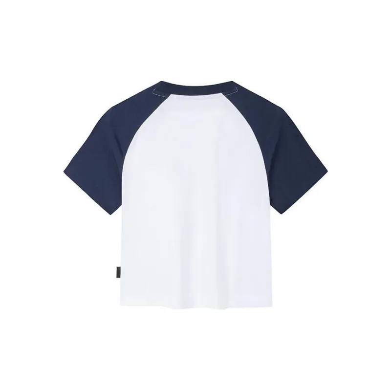 Anta Life Collection Raglan Sleeve T Shirt Women's Pure White/Dark Navy Blue-1