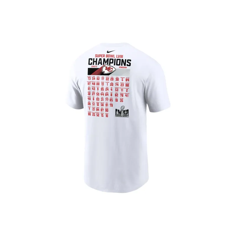 Nike Kansas City Chiefs Super Bowl LVIII Champions Roster T-Shirt Kansas City Chiefs Men's White-1