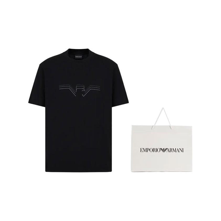 【IONSEOUL】Eagle pigment washed over T-shirt 4JH269 EMPORIO ARMANI Textured Gradient Eagle Heavy Jersey T-Shirt