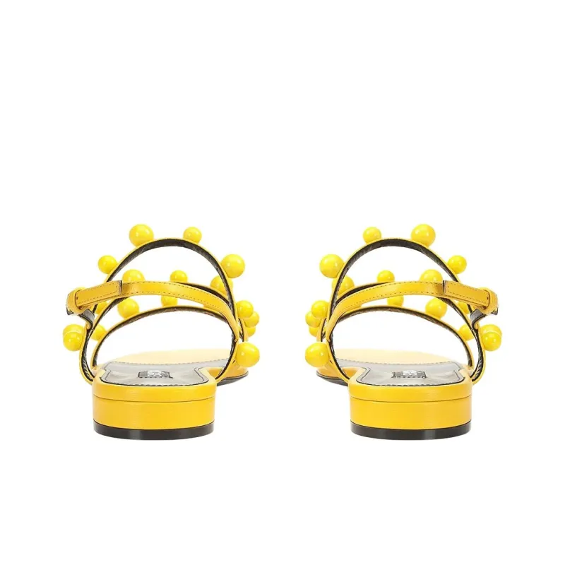 SERGIO ROSSI Sr Chupetas Strap Sandals Women's Yellow-4