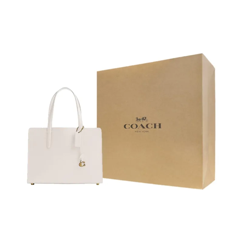 COACH Carter Pebbled Leather Tote Bag, Shopping Bag, Handbag Tubas Women's White-7