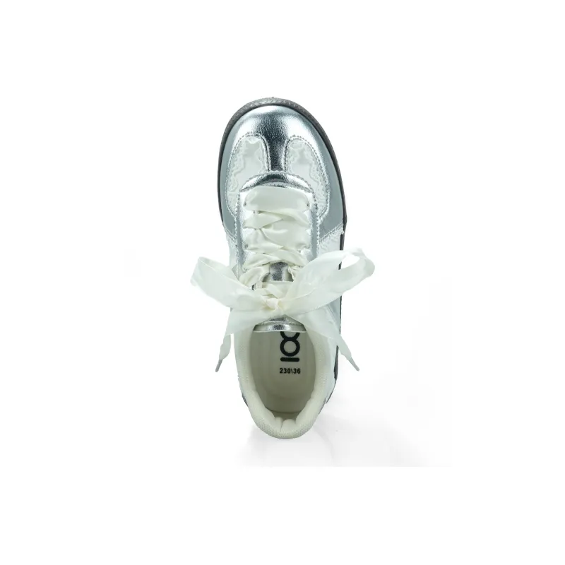 B10CROWN Lightweight And Breathable Low Top Skateboard Shoes Women's Silver-3