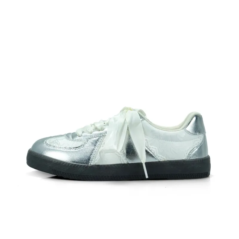 B10CROWN Lightweight And Breathable Low Top Skateboard Shoes Women's Silver-0