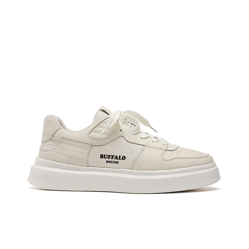 BUFFALO BOUND Anti Slip Wear Resistant Low Top Skateboard Shoes Men's Ecru-1