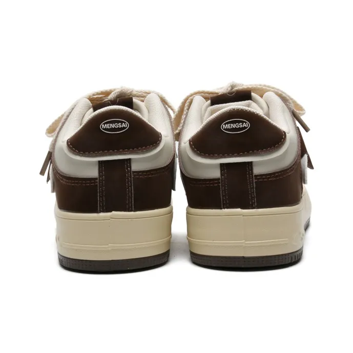 Mengsai Abrasion Resistant Slip Resistant Low Top Skateboard Shoes Unisex Brown-2
