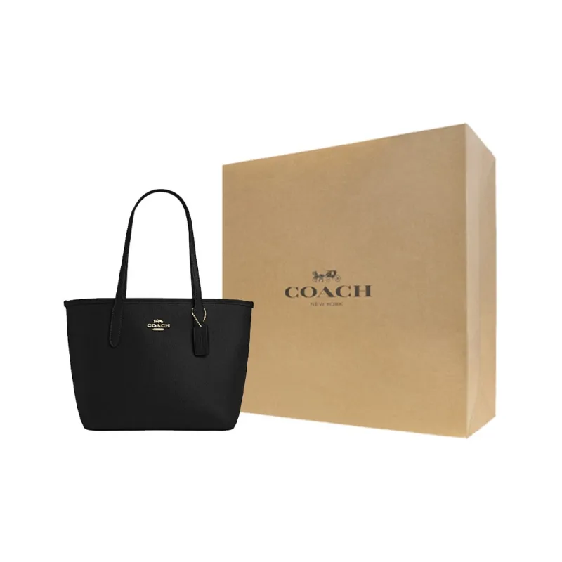 COACH City Cow Split Leather Tote Bag, Shopping Bag, Handbag, Shoulder Bag Women's Black-9