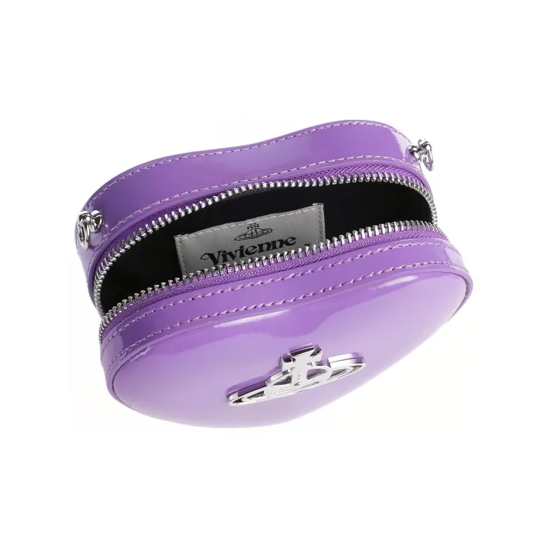 Vivienne Westwood Shiny Patent Leather Heart Shaped Shoulder Bag Crossbody Bag Women's Violet-3