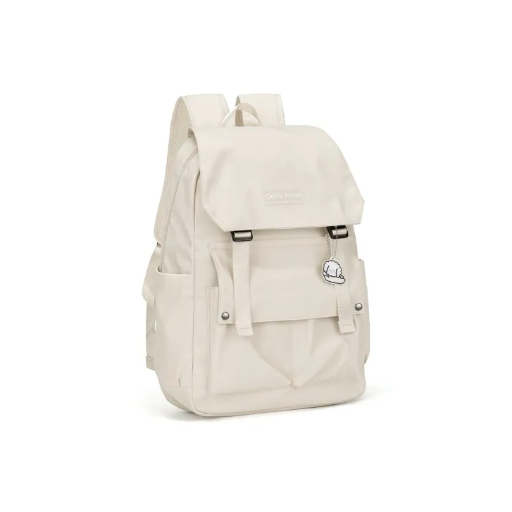Simvay Clos Fabric Backpack Small Size Women's Ecru/Black-16
