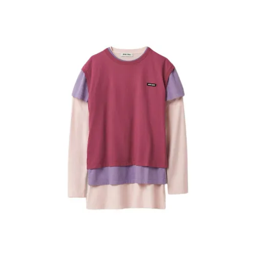 MIU MIU T-Shirts Women's 3-Piece Set Snow White+Lilac Purple+Benzaldehyde Purple