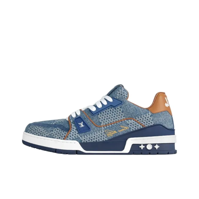 LOUIS VUITTON Lv Trainer Blue Damier 3D Denim-0