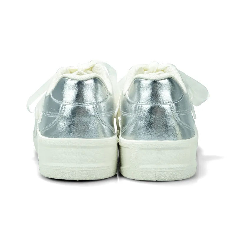 B10CROWN Lightweight And Breathable Low Top Skateboard Shoes Women's Silver-6