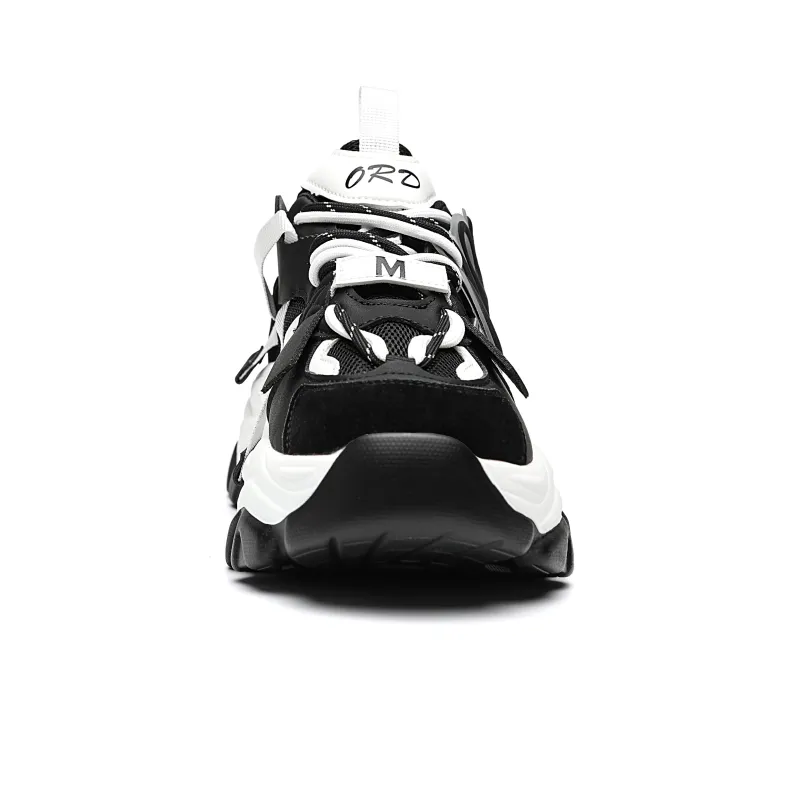ORD Panda Collection Anti-Slip Wear-Resistant Breathable Lightweight Low-Top Chunky Sneakers Unisex Black White 6cm-11