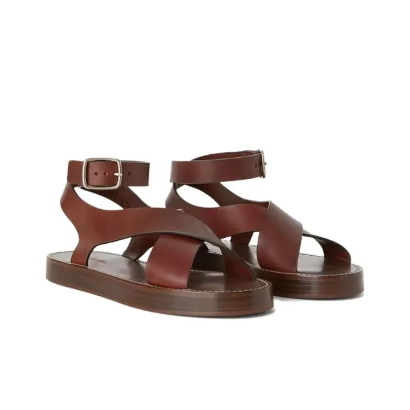 Loro Piana Sumie One Strap Sandals Women's Chocolate-2
