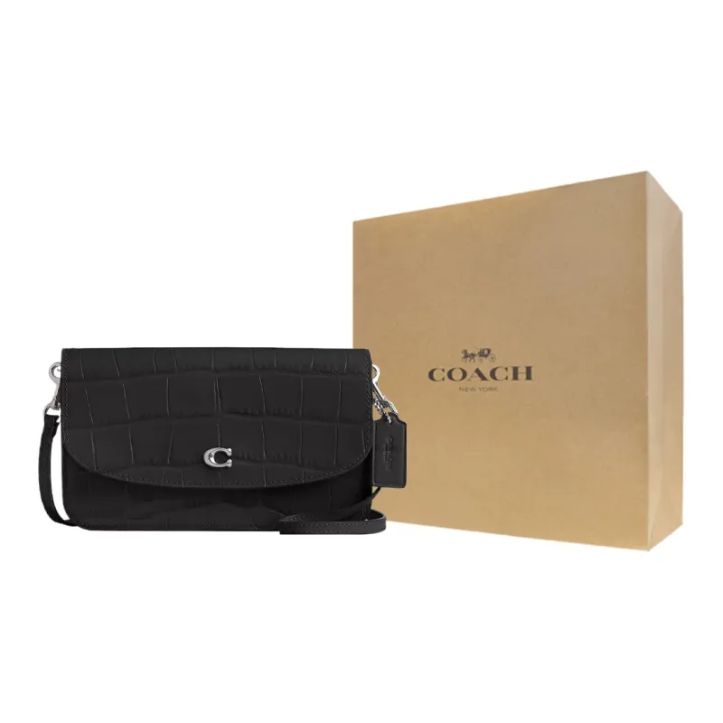 COACH Hayden Leather Shoulder Bag, Crossbody Bag Trumpets Women's Black-8