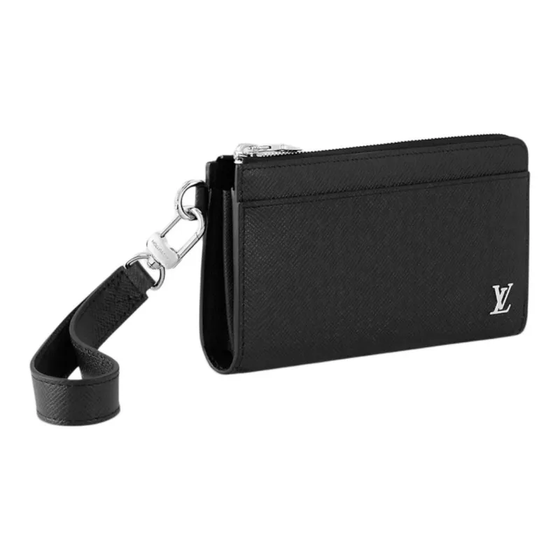 LOUIS VUITTON Zippy Coniferous Forest Leather Portable Clutch Wallet Men's Black-2