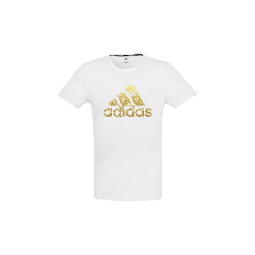 Adidas T-Shirts Men White Base With Gold Label