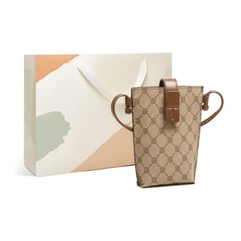 15 MINS PVC Cell Phone Pouch Shoulder Bag Crossbody Bag Mini Women's Coffee