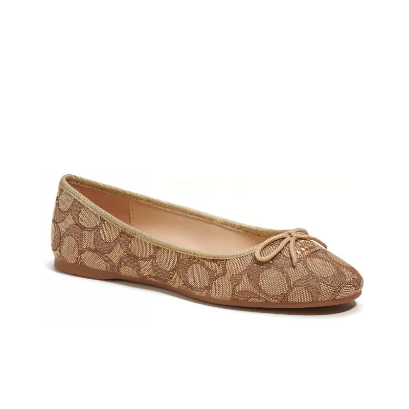 COACH Alina Ballet Flat Shoes Women's Khaki-2
