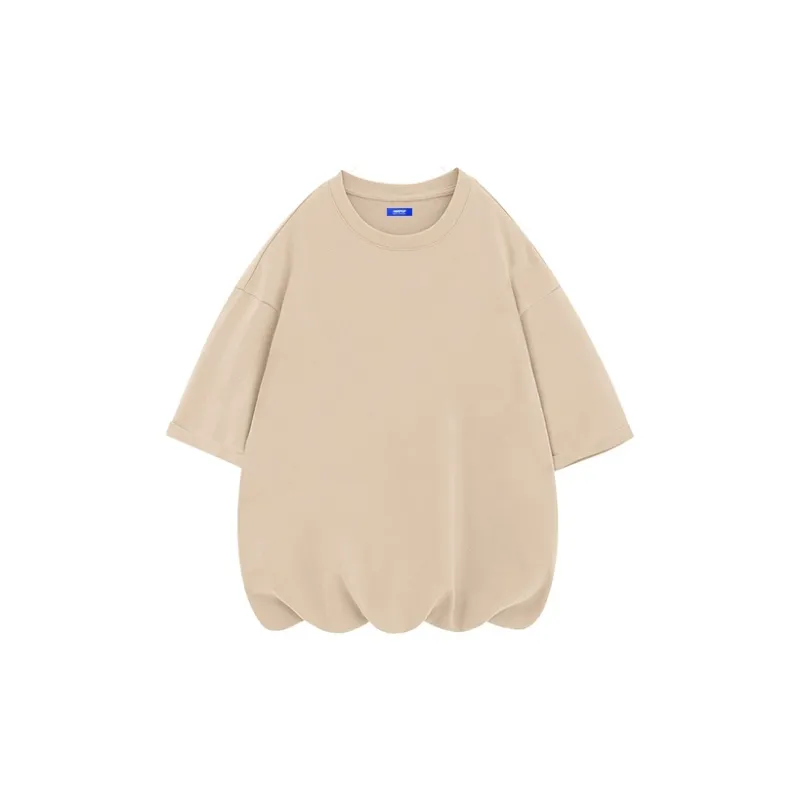 FAVEPOP Loose Fit Casual 100% Cotton Off The Shoulder Crew Neck Short Sleeved T Shirts Unisex-23