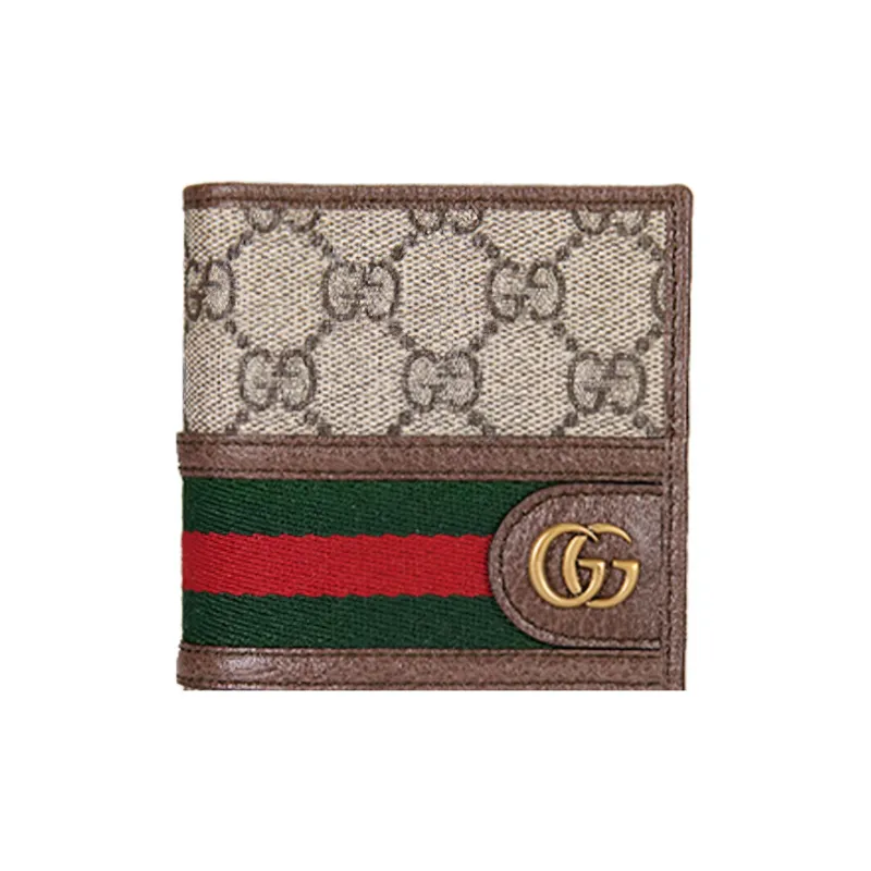 GUCCI Ophidia Leather Paneled Canvas Passport Holder, Wallet Unisex Ebony-4
