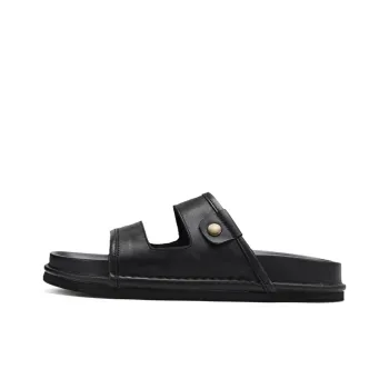 Voguhomme Rubber Sole Cut-Out Slip-Resistant Slide Slippers Men's Black