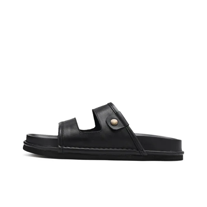 Voguhomme Rubber Sole Cut Out Slip Resistant Slide Slippers Men's Black-0