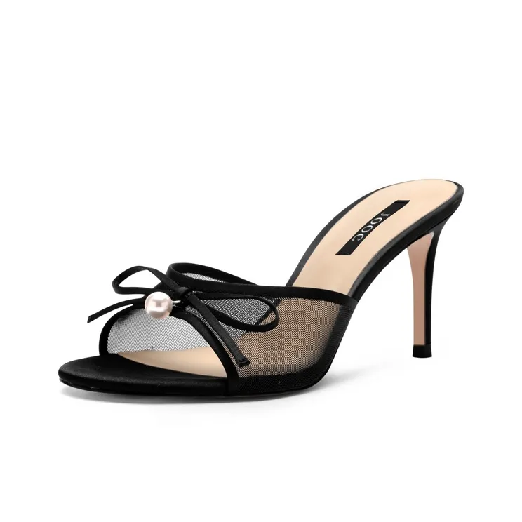 JOOC Rubber Sole Slip Resistant Slide Slippers Women's Sexy Black-1