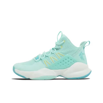 QIAODAN Anti Slip And Wear Resistant Breathable Mid Top Basketball Shoes Men's Tranquil Blue