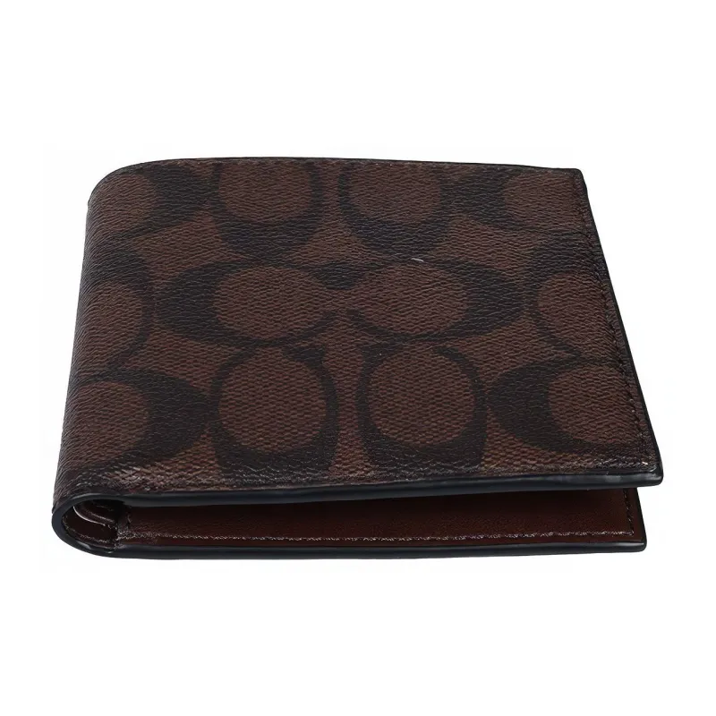 COACH Billfold Wallet Artificial Leather Clutch Wallet Men's Monogram Dark Brown-2