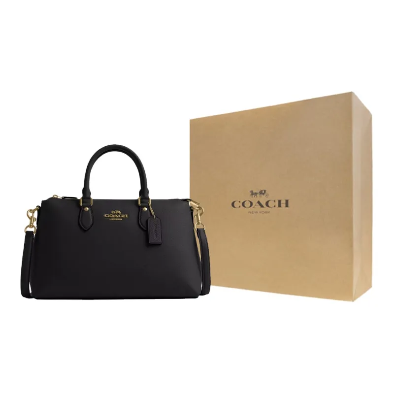 COACH Refined Pebbled Leather Shoulder Bag, Crossbody Bag, Handbag Tubas Women's Gold & Black-7