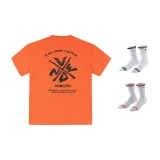 Lava orange + two pairs of basketball socks (random style, color)