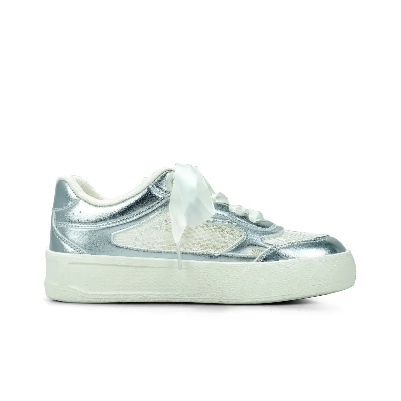 B10CROWN Lightweight And Breathable Low Top Skateboard Shoes Women's Silver-1