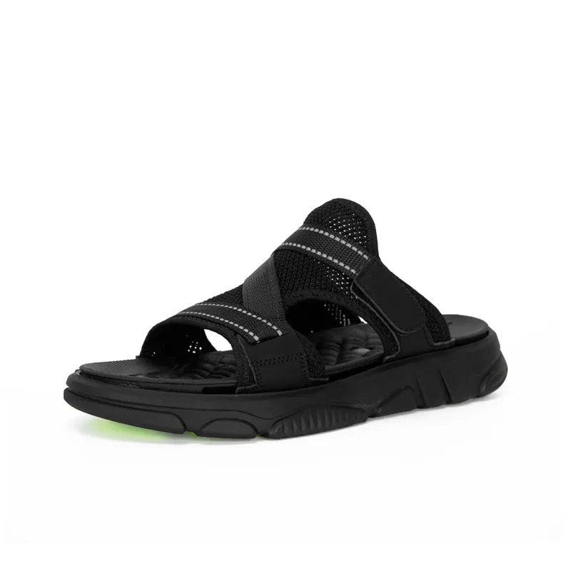 Banas Foam Sole Leather Patchwork Slip-Resistant Slide Slippers Men's-1