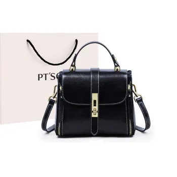 PT'SON Cow Leather With Synthetic Leather Shoulder Bag, Crossbody Bag, Handbag Regular Women's Burgundy