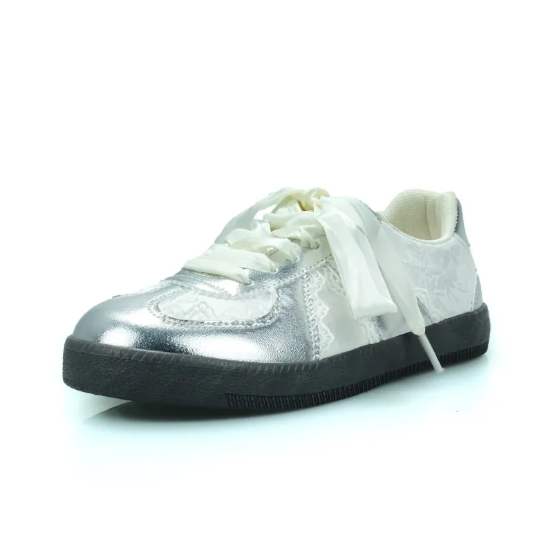 B10CROWN Lightweight And Breathable Low Top Skateboard Shoes Women's Silver-2