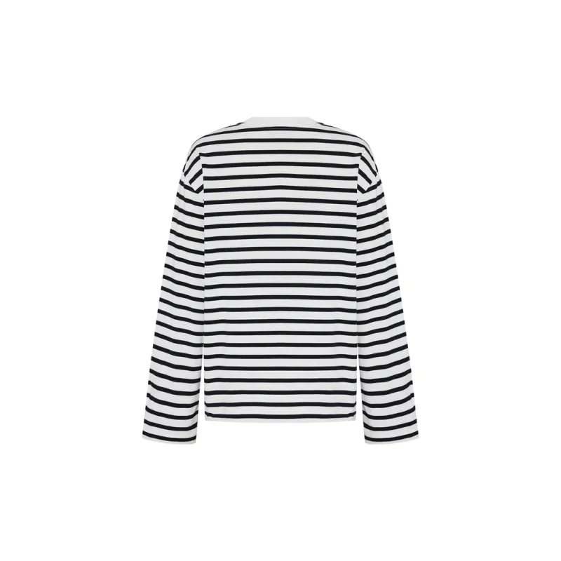 MOCO T Shirt Women's Black White Stripes-1