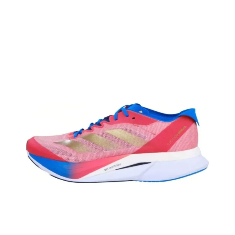 Adidas Adizero Boston 12 Cushioning Anti Slip And Wear Resistant Low Top Marathon Running Shoes Unisex Red Blue-0
