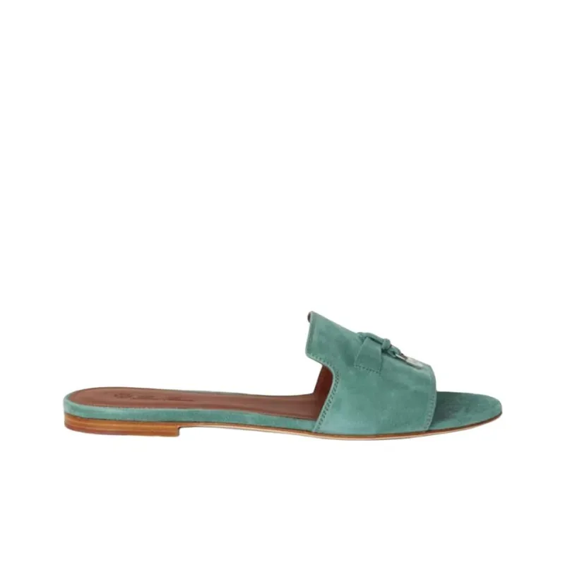 Loro Piana Slide Slippers Women's Green-1