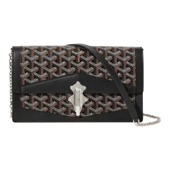 GOYARD Goyardine Canvas With Cervon Calfskin Shoulder Bag Crossbody Bag Women's Black