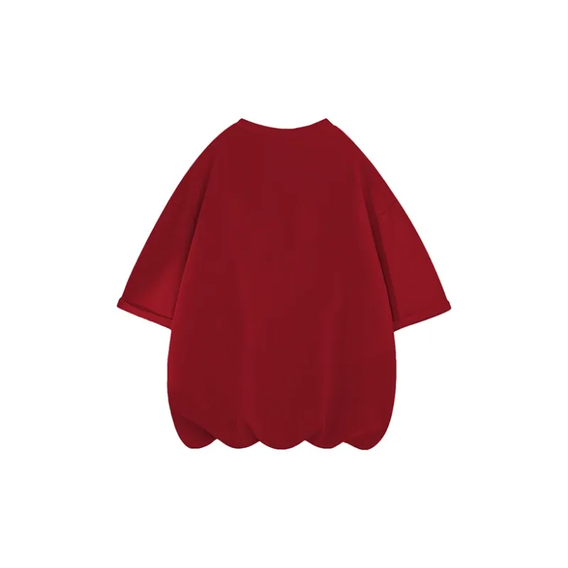 FAVEPOP Loose Fit Casual 100% Cotton Off The Shoulder Crew Neck Short Sleeved T Shirts Unisex-12